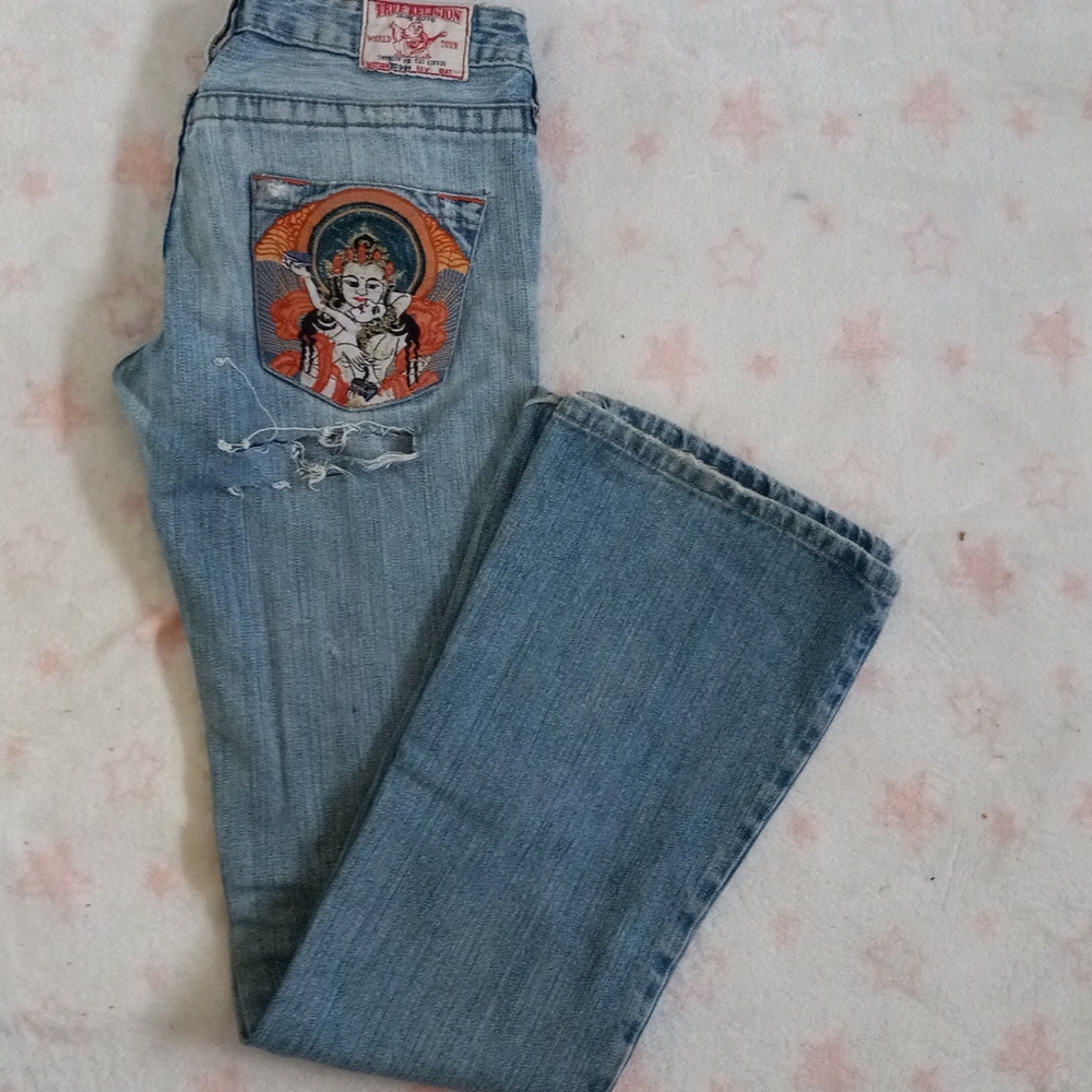True Religion Brand light blue flair Jeans Size 26